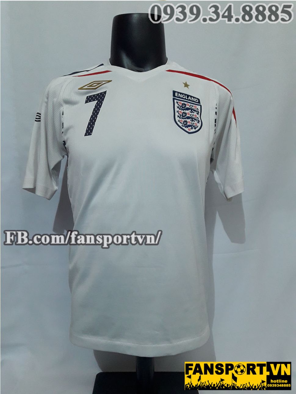Áo đấu David Beckham #7 England 2007-2009 home shirt jersey