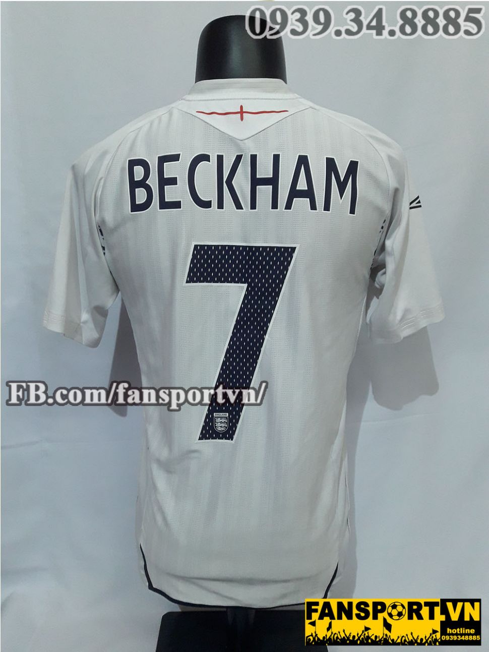 Áo đấu David Beckham #7 England 2007-2009 home shirt jersey
