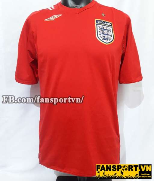 Áo đấu England 2006-2008 away shirt jersey red