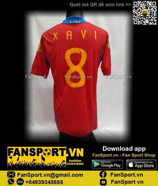 Áo đấu Xavi 8 Spain 2011-2012 home shirt jersey red Tây Ban Nha