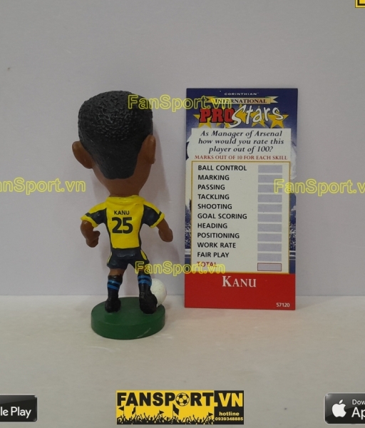 Tượng Nwankwo Kanu 25 Arsenal 1999 2000 away yellow corinthian PRO153