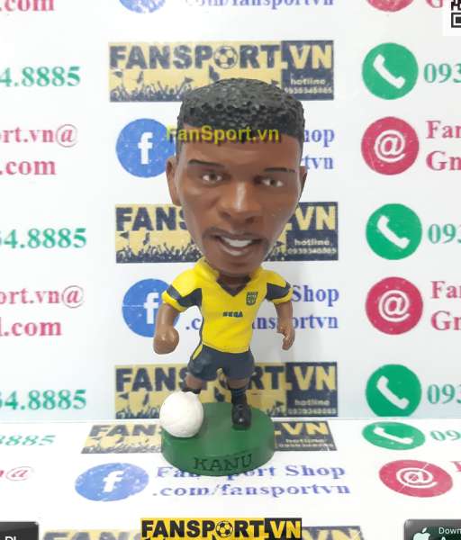 Tượng Nwankwo Kanu 25 Arsenal 1999 2000 away yellow corinthian PRO153
