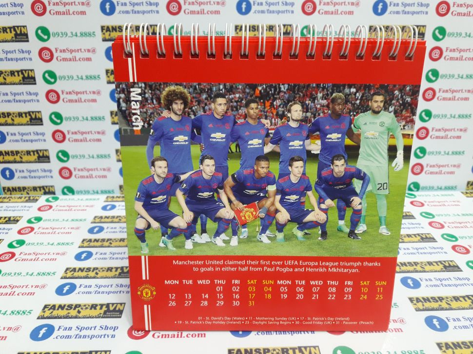 Lịch Manchester United 2018 calendar desk