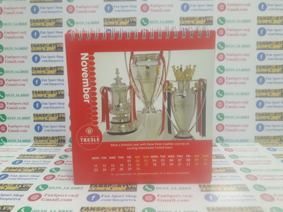 Lịch Manchester United 2019 Treble Winners 1999 calendar desk