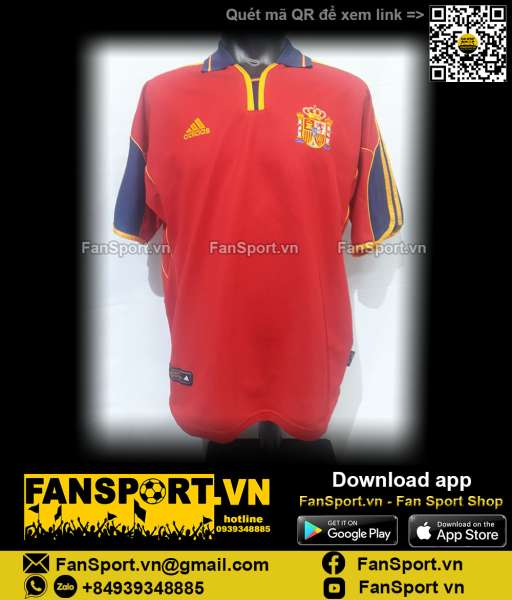 Áo đấu Spain 1999-2001 home shirt jersey red 647200 adidas