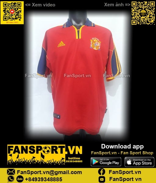 Áo đấu Spain 1999-2001 home shirt jersey red 647200 adidas