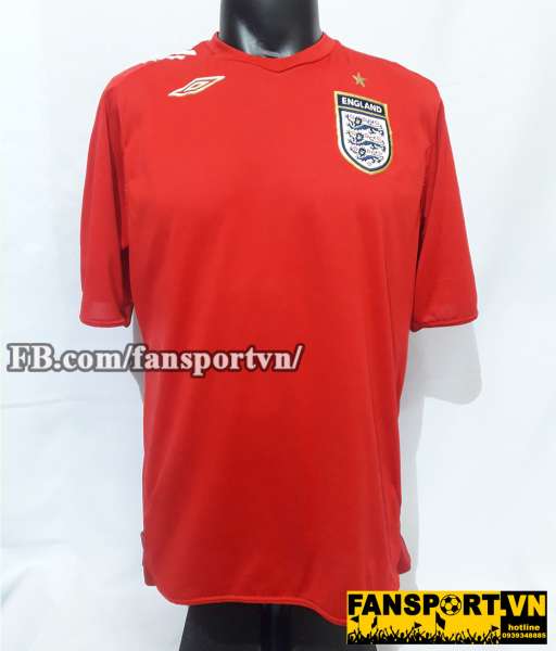 Áo đấu England 2006-2008 away shirt jersey red