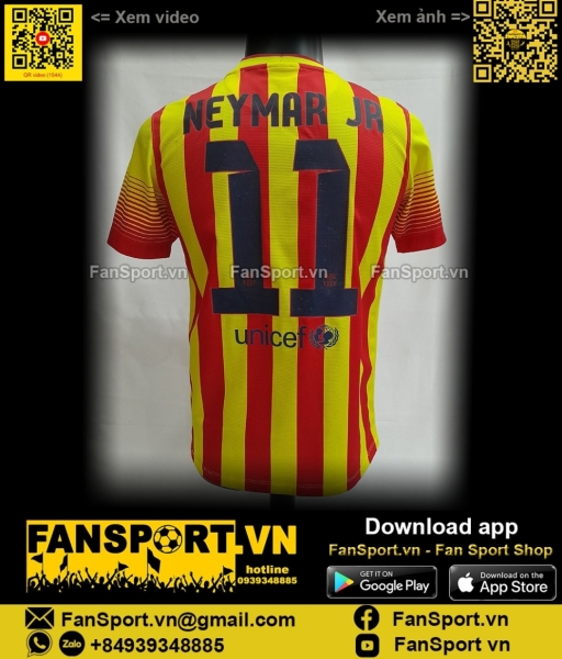 Áo đấu Neymar JR 11 Barcelona 2013-2014 away shirt jersey 532809 Nike