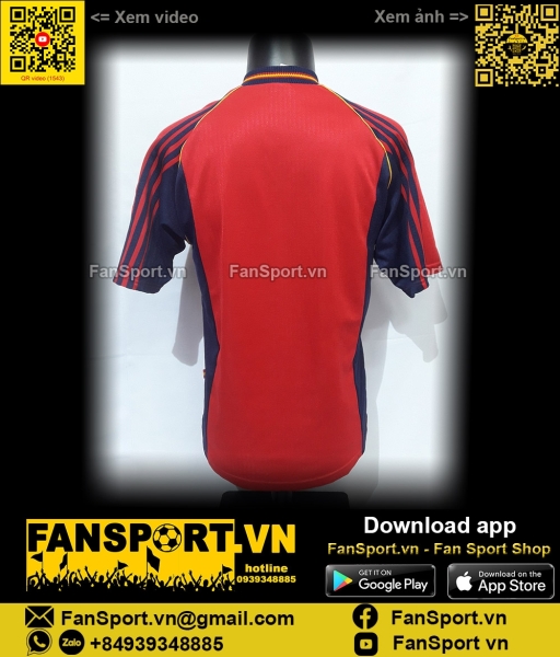 Áo đấu Spain Tây Ban Nha 1998-1999 home shirt jersey red Adidas 17077