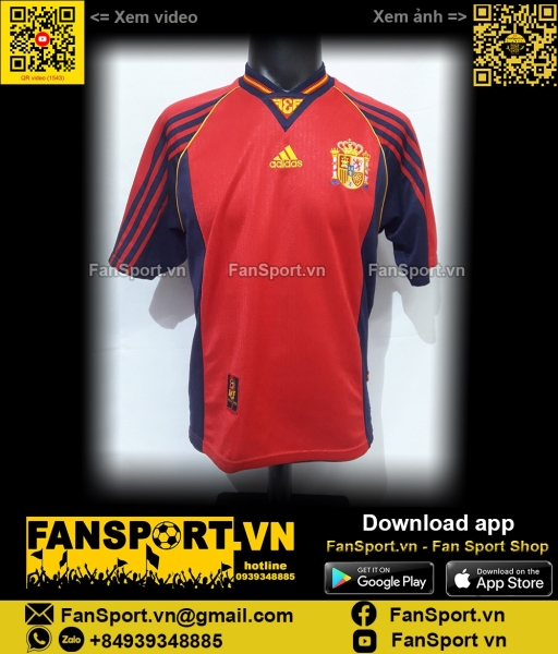 Áo đấu Spain Tây Ban Nha 1998-1999 home shirt jersey red Adidas 17077