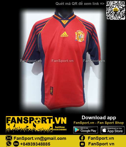 Áo đấu Spain Tây Ban Nha 1998-1999 home shirt jersey red Adidas