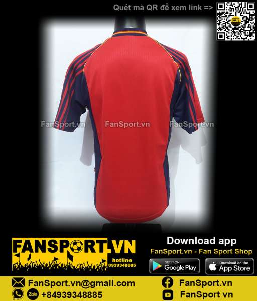 Áo đấu Spain Tây Ban Nha 1998-1999 home shirt jersey red Adidas