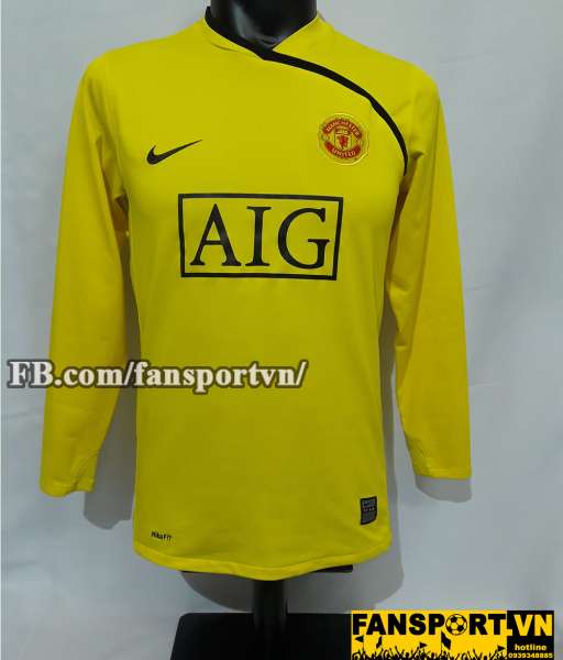 Áo thủ môn Manchester United 2008-2009 goalkeeper shirt jersey yellow