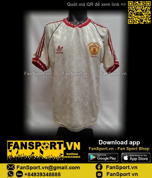 Áo đấu Manchester United Cup Winners' Cup 1991 away shirt jersey white