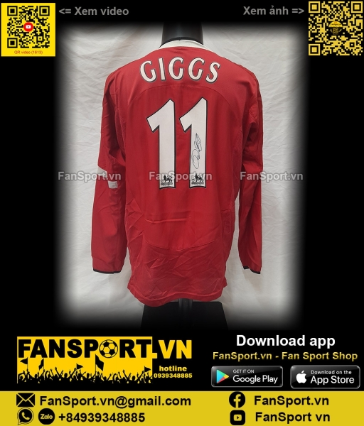 Áo đấu chữ ký Giggs 11 Manchester United 2004-2006 home shirt jersey