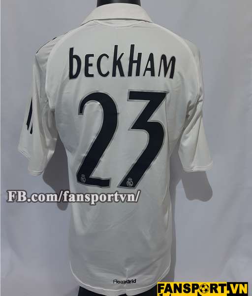 Áo đấu Beckham #23 Real Madrid 2005 2006 home shirt jersey white