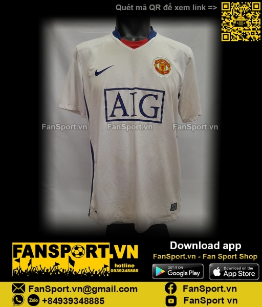 Áo đấu Manchester United 2008-2009-2010 away shirt jersey white 287611