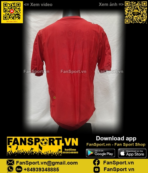 Áo đấu bóng đá England 2006-2007-2008 away shirt jersey red football