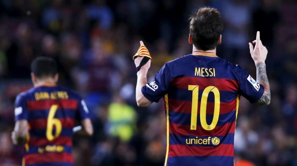 Áo đấu Messi #10 Barcelona 2015-2016 home shirt jersey red blue
