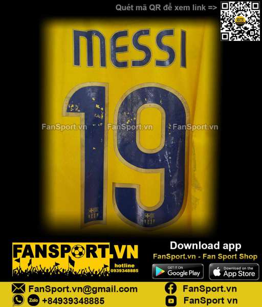 Áo đấu Messi 19 Barcelona 2008-2009 away shirt jersey yellow 286808