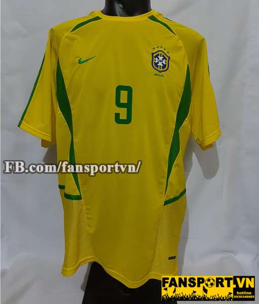 Áo đấu Ronaldo #9 Brazil 2002-2004 home shirt jersey yellow World Cup