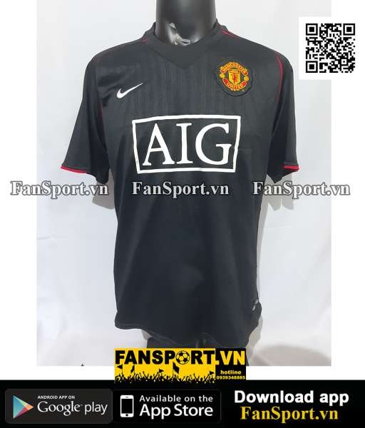 Áo đấu Manchester United 2007-2008 away shirt jersey black 238347-010