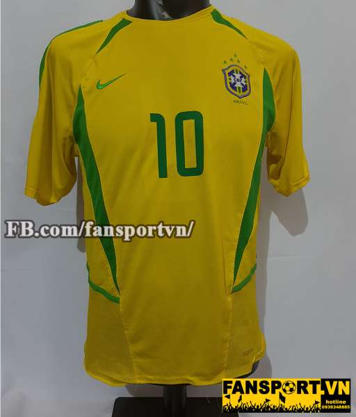 Áo đấu Rivaldo #10 Brazil 2002-2003-2004 home shirt jersey yellow