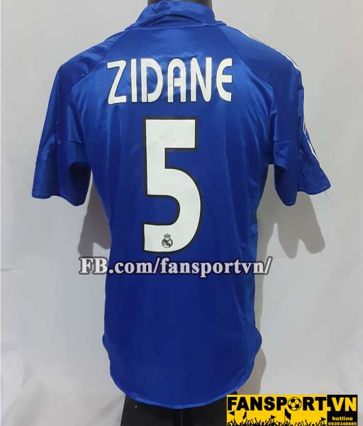 Áo đấu Zidane #5 Real Madrid 2004-2005 third shirt jersey blue