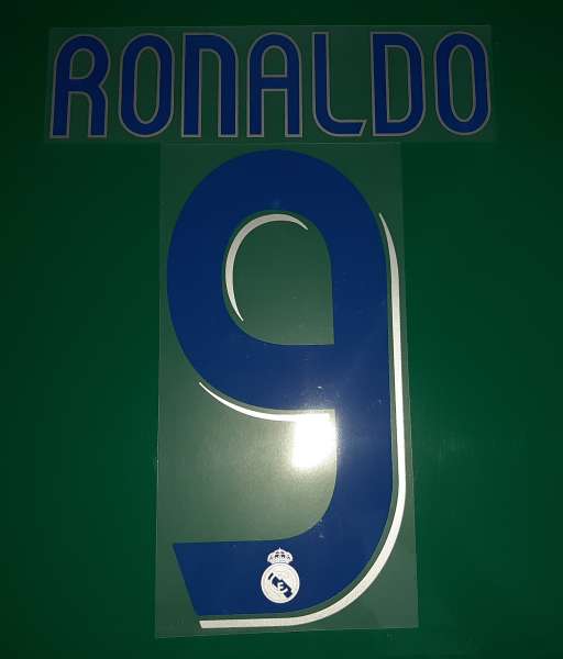 Font Ronaldo #9 Real Madrid 2006-2007 home shirt blue nameset