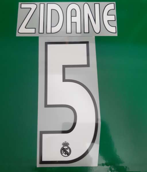 Font Zidane #5 Real Madrid 2003-2004-2005 away third shirt nameset