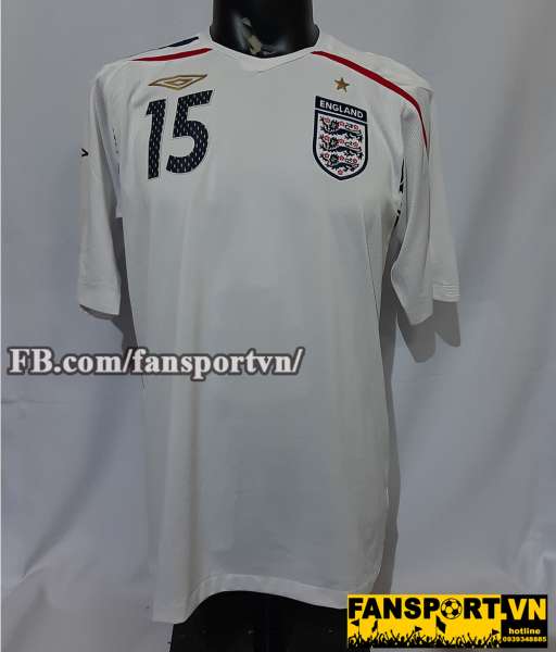 Áo đấu Beckham #15 England 2007-2008-2009 home shirt jersey white