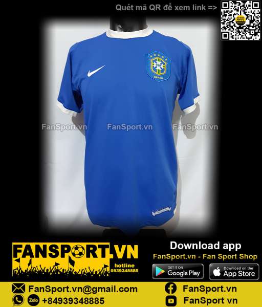 Áo đấu Brazil 2006-2007-2008 away shirt jersey blue 103890 Nike