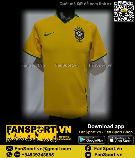 Áo đấu Brazil 2008-2009-2010 home shirt jersey yellow 258949 Nike