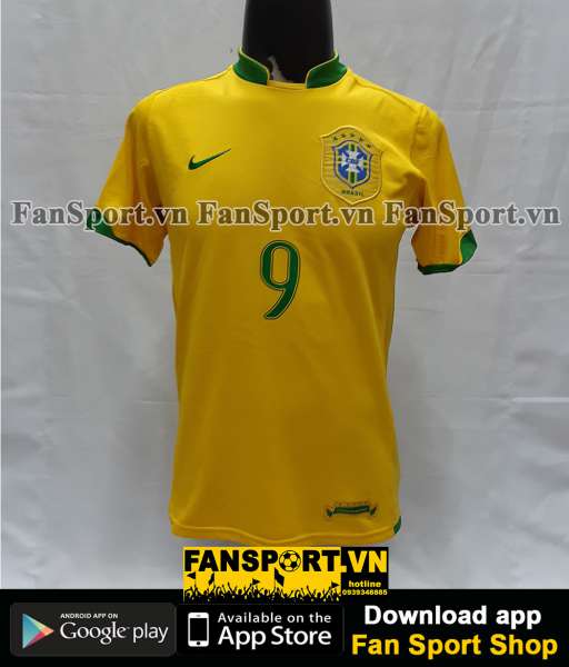 Áo đấu Ronaldo #9 Brazil 2006-2007-2008 home shirt jersey yellow
