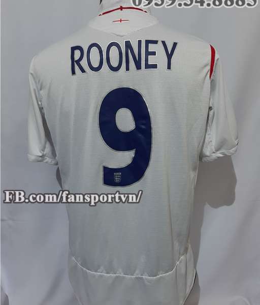 Áo đấu Wayne Rooney #9 England 2005-2007 home shirt jersey white