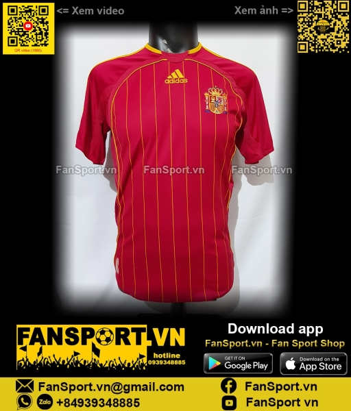 Áo đấu Spain 2005 2006 2007 home shirt jersey red 740144 Adidas