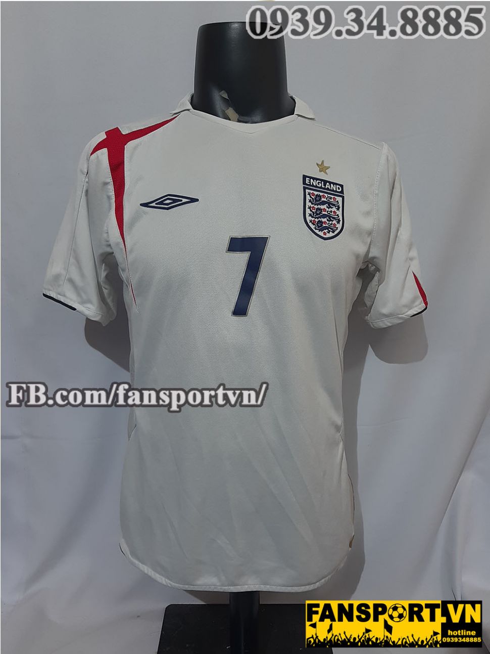 Ao Ä'áº¥u Beckham 7 England 2005 2006 2007 Home Shirt Jersey White Fansport Vn