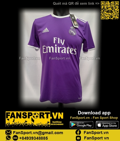 Áo đấu Real Madrid 2016-2017 away shirt jersey purple AI5158 Adidas