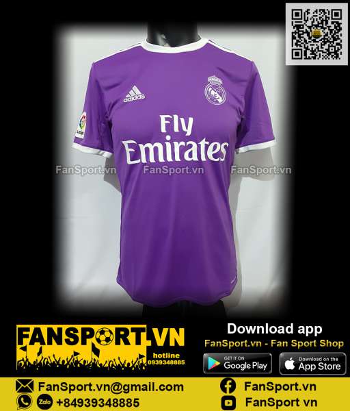 Áo đấu Real Madrid 2016-2017 away shirt jersey purple AI5158 Adidas