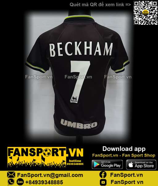 Áo đấu Beckham 7 Manchester United 1998-1999 third shirt jersey black