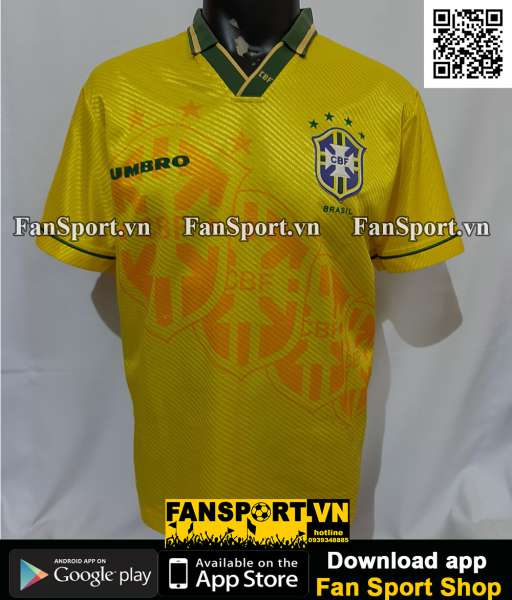 Áo đấu Brazil World Cup 1994 home shirt jersey yellow 1995 1996 1997