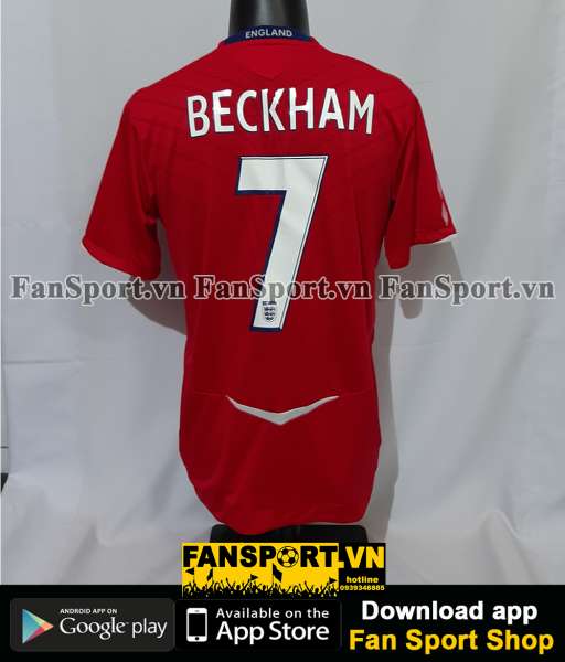 Áo đấu Beckham #7 England 2008-2009-2010 away 100th cap vs France