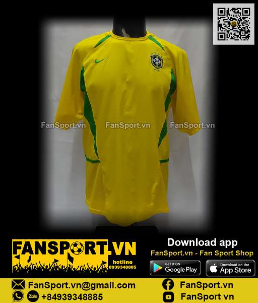 Áo đấu Brazil 2002-2003-2004 home shirt jersey yellow 182265 Nike
