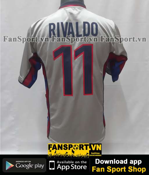 Áo đấu Rivaldo 11 Barcelona 1999-2000-2001 away shirt jersey grey