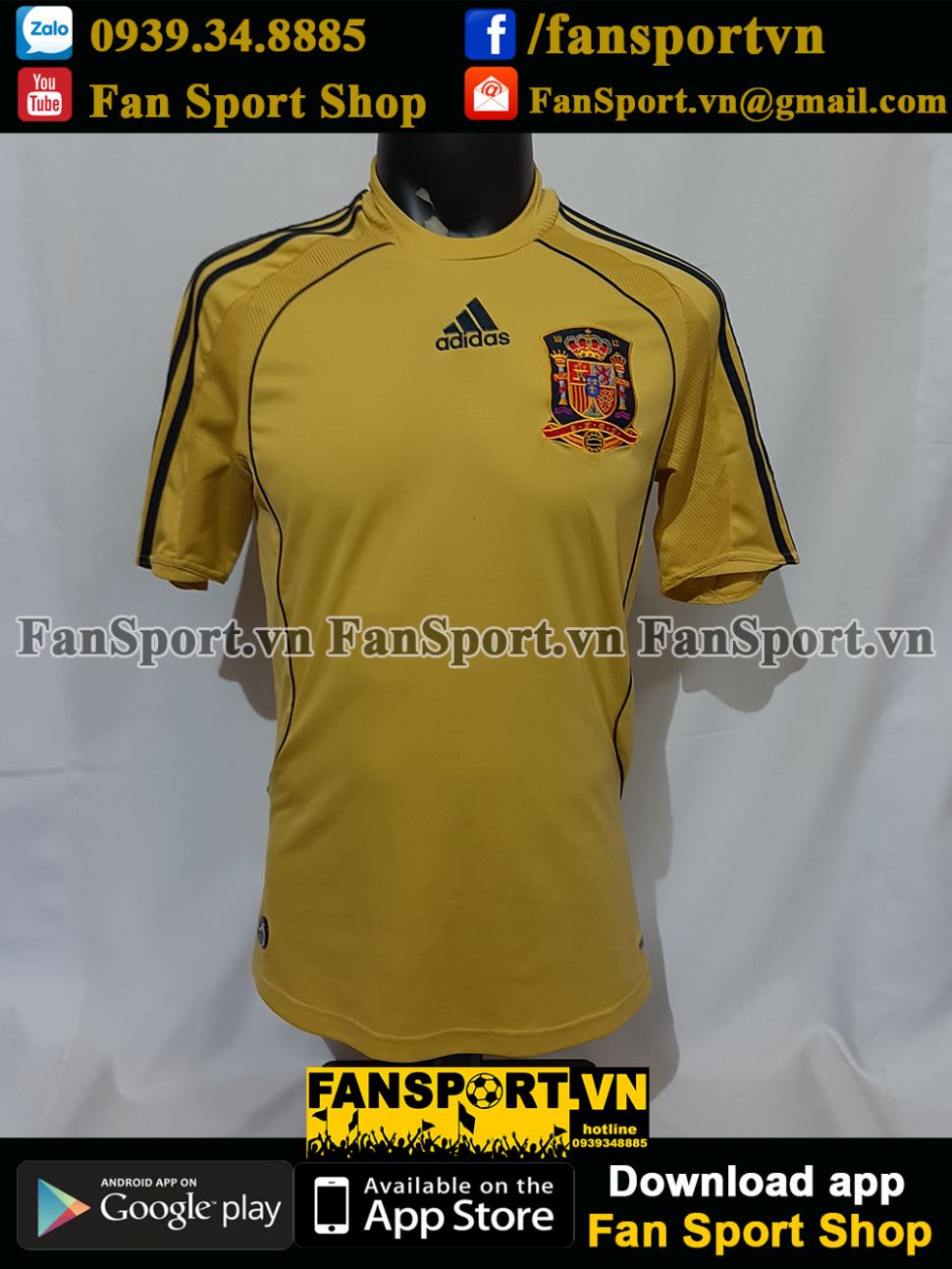 Áo đấu Spain 2008-2009-2010 away shirt jersey yellow Euro