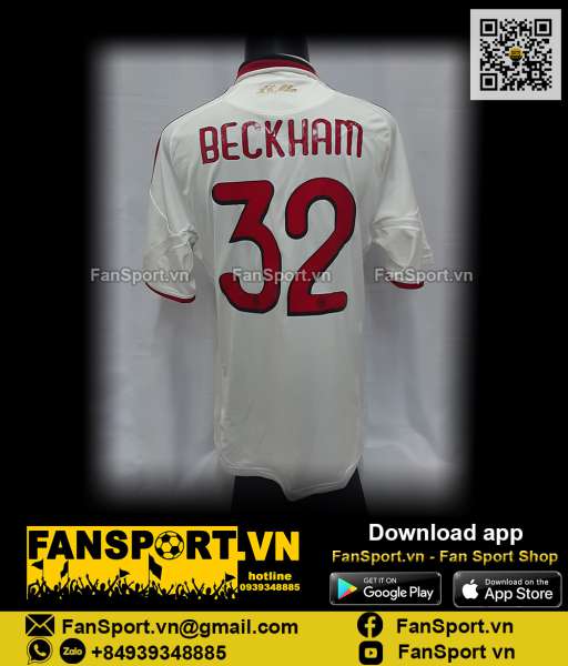 Áo đấu Beckham #32 AC Milan 2009-2010 away shirt jersey white E84196