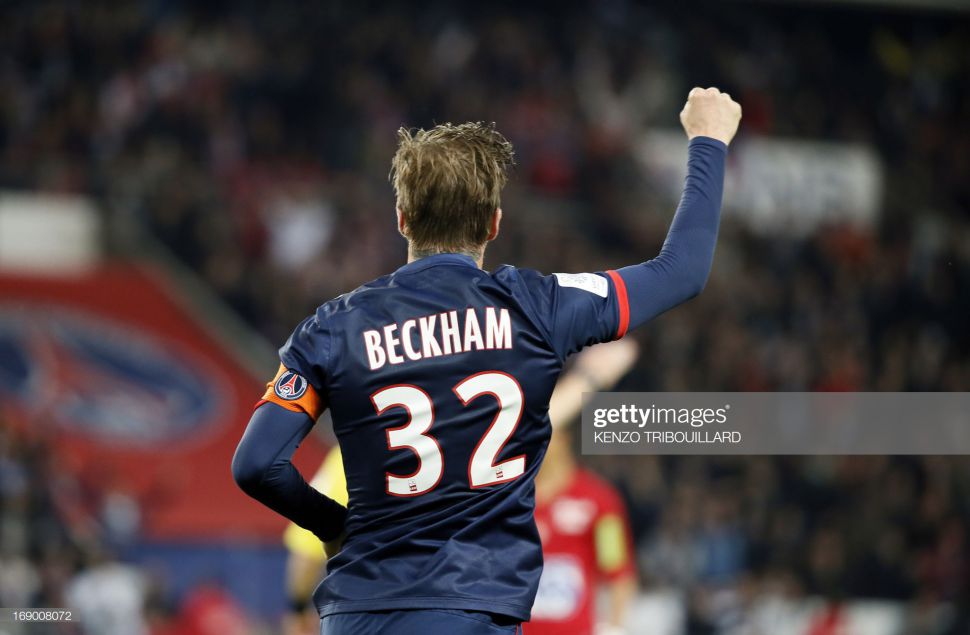Áo đấu David Beckham 32 PSG 2013-2014 home shirt jersey blue