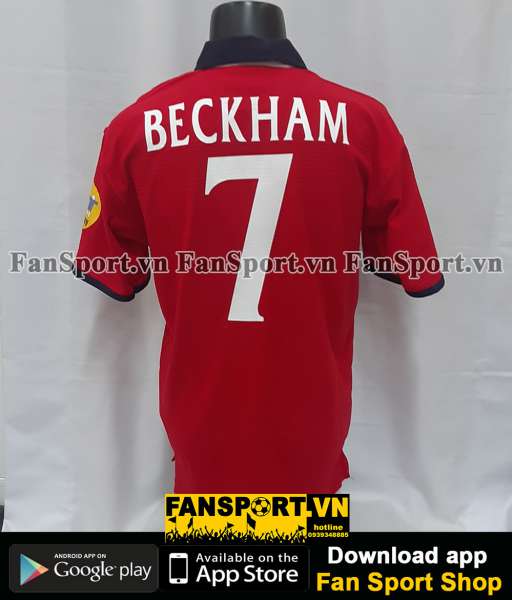 Áo đấu Beckham #7 England 1999-2000-2001 away shirt jersey red