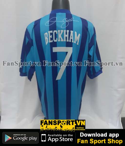 Áo đấu Beckham #7 Pepsi 2000 blue shirt signed
