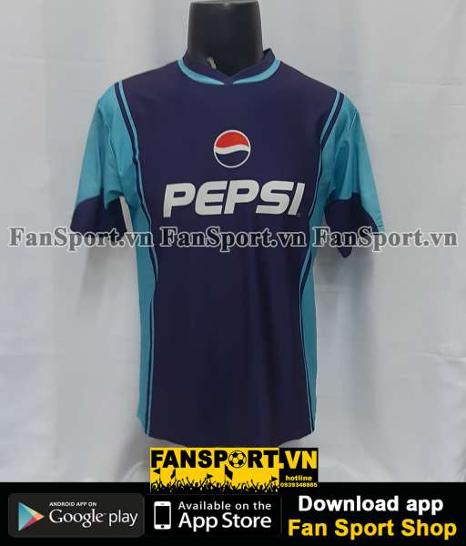 Áo đấu Beckham #7 Pepsi 2001 blue shirt signed